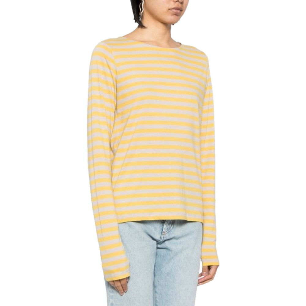 Long Tall Sally T-Shirt Long Sleeve Crew Neck Yellow Striped Women's Small EUC